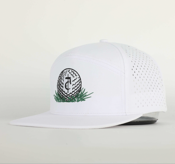 CA$H • GOLF: ( 5 Panel Snapback)_ WHITE