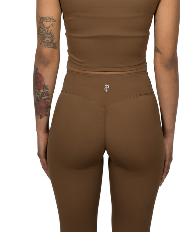Brown - (Flare Leggings)