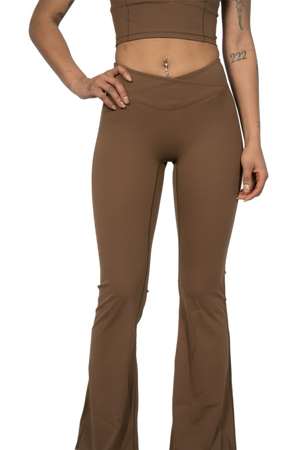 Brown - (Flare Leggings)