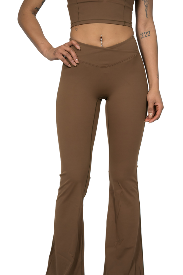Brown - (Flare Leggings)