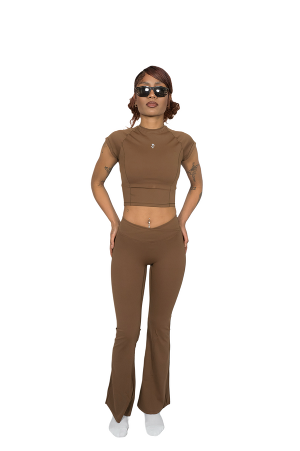 Brown - (Flare Leggings)