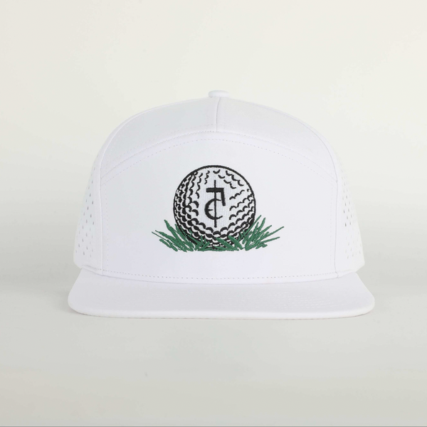 CA$H • GOLF: ( 5 Panel Snapback)_ WHITE