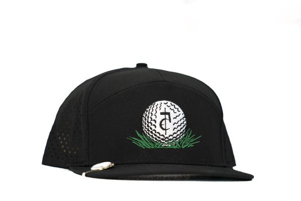 CA$H• GOLF - ( 5 Panel Snapback)_ BLACK