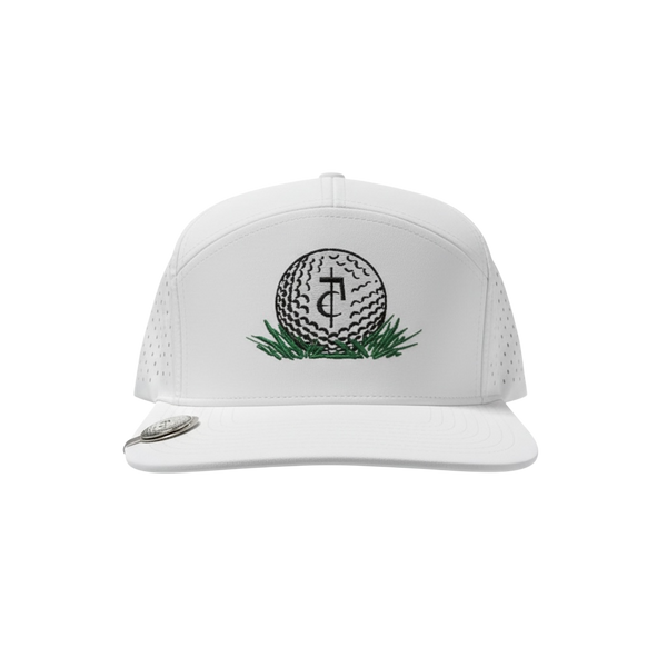 CA$H • GOLF: ( 5 Panel Snapback)_ WHITE