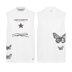 CE. } Oversized Cut Off / Sleeveless Tee - (White Vest)