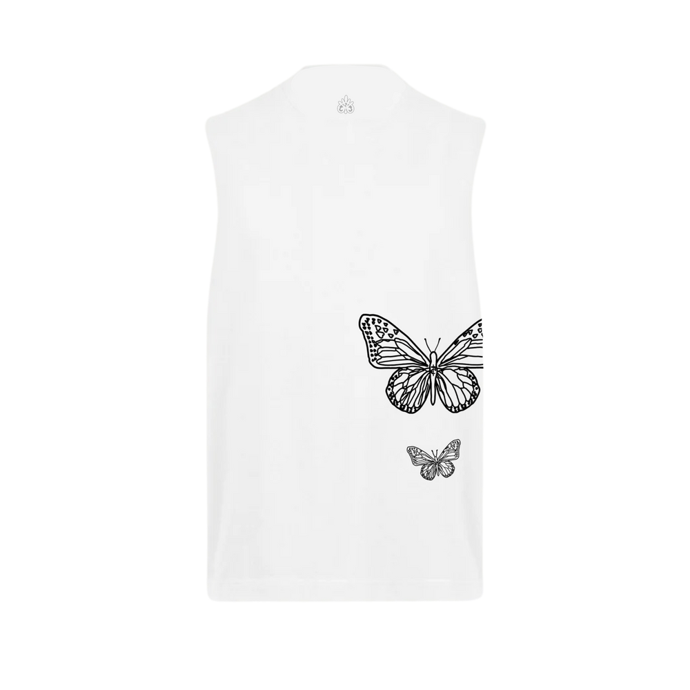 CE. } Oversized Cut Off / Sleeveless Tee - (White Vest)