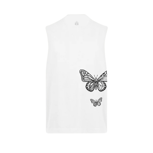CE. } Oversized Cut Off / Sleeveless Tee - (White Vest)