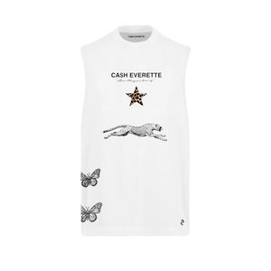 CE. } Oversized Cut Off / Sleeveless Tee - (White Vest)