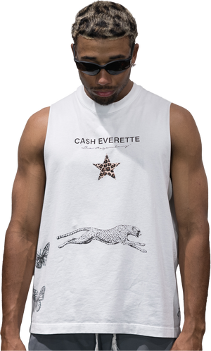 CE. } Oversized Cut Off / Sleeveless Tee - (White Vest)