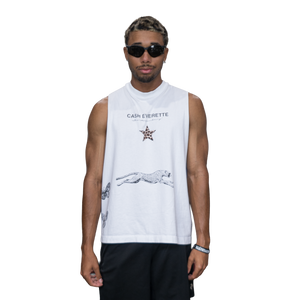 CE. } Oversized Cut Off / Sleeveless Tee - (White Vest)