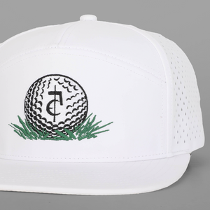 CA$H • GOLF: ( 5 Panel Snapback)_ WHITE