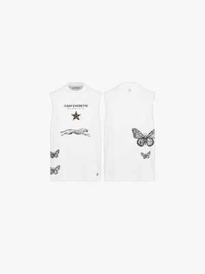 CE. } Oversized Cut Off / Sleeveless Tee - (White Vest)