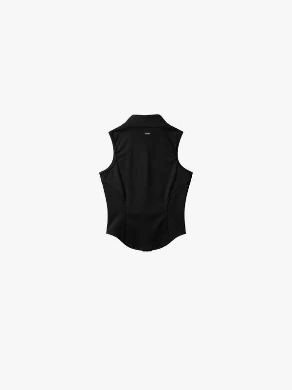 Black Slimming Sleeveless Zip-Up