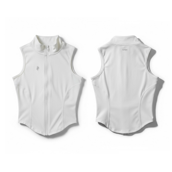 White Slimming Sleeveless Zip-Up