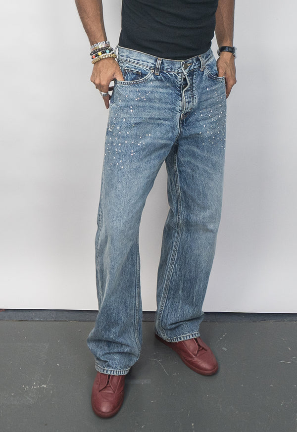 Faded Mid Blue Loose Fit Jeans