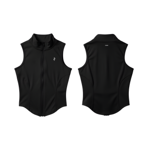 Black Slimming Sleeveless Zip-Up