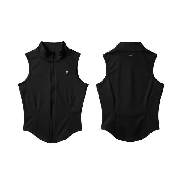 Black Slimming Sleeveless Zip-Up