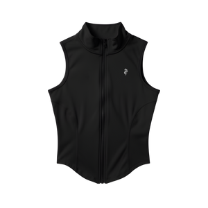 Black Slimming Sleeveless Zip-Up