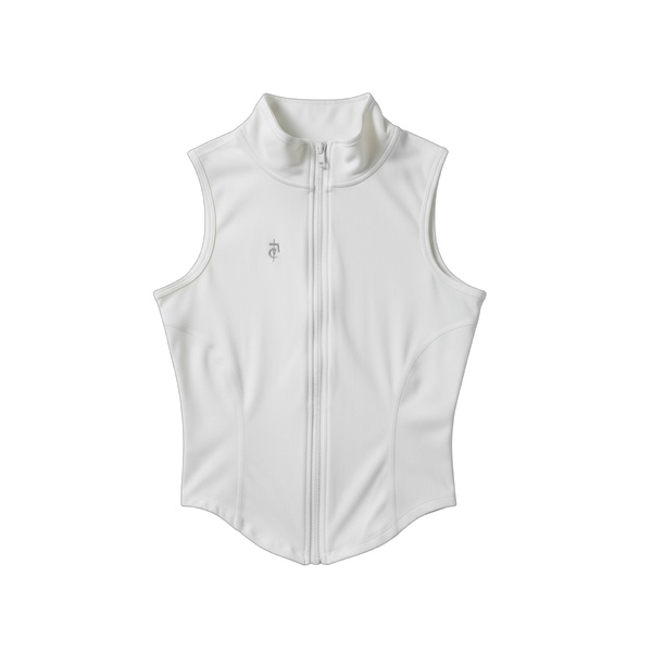 White Slimming Sleeveless Zip-Up
