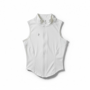 White Slimming Sleeveless Zip-Up