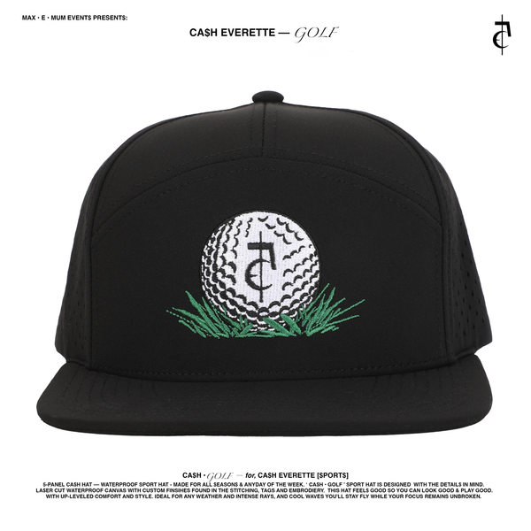 CA$H• GOLF - ( 5 Panel Snapback)_ BLACK