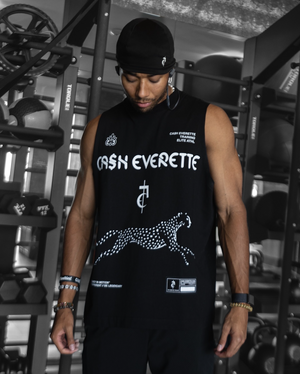 CE. } Oversized Cut Off / Sleeveless Tee - (Black)