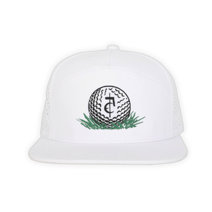 CA$H • GOLF: ( 5 Panel Snapback)_ WHITE