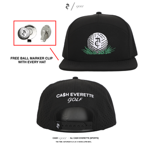 CA$H• GOLF - ( 5 Panel Snapback)_ BLACK